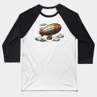 Fantasy Steampunk Flying Zepplin Baseball T-Shirt